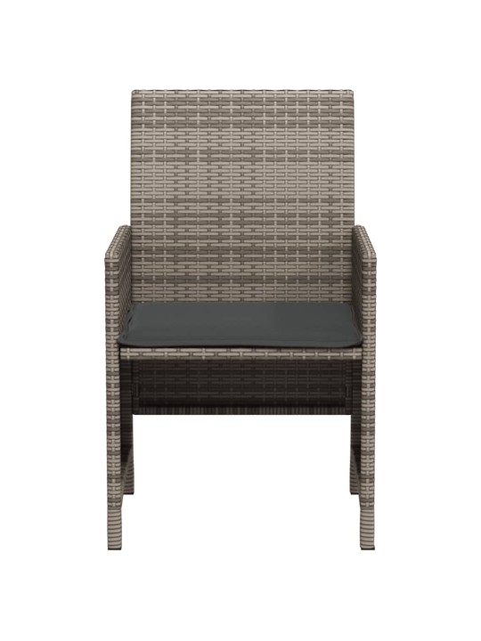 3dílný bistro set s poduškami šedý polyratan