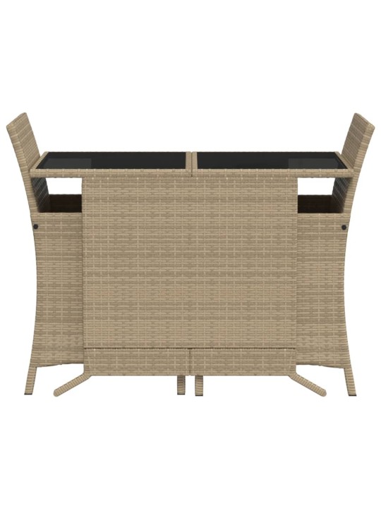 3dílný bistro set s poduškami béžový polyratan