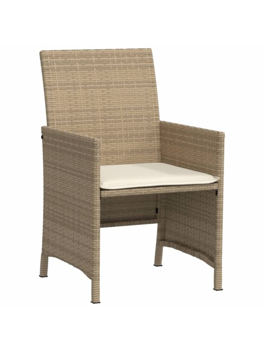 3dílný bistro set s poduškami béžový polyratan