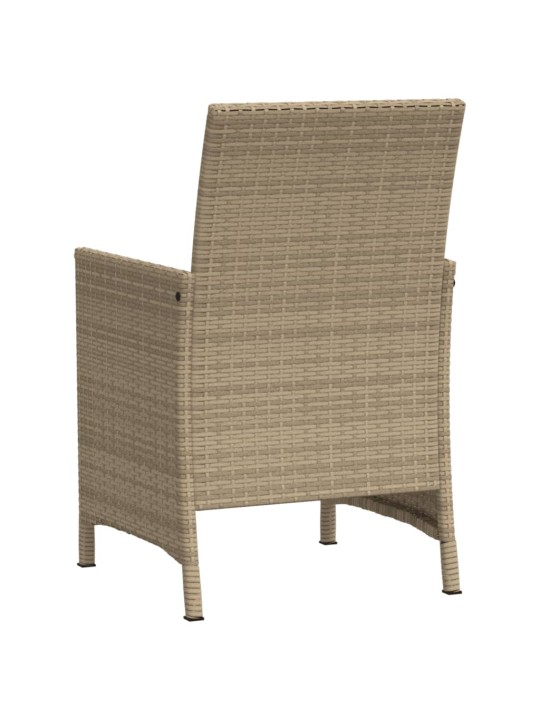 3dílný bistro set s poduškami béžový polyratan