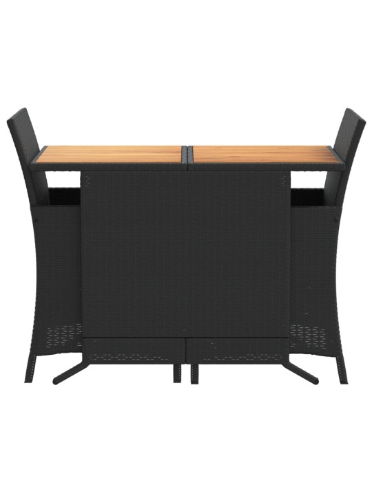 3dílný bistro set s poduškami černý polyratan