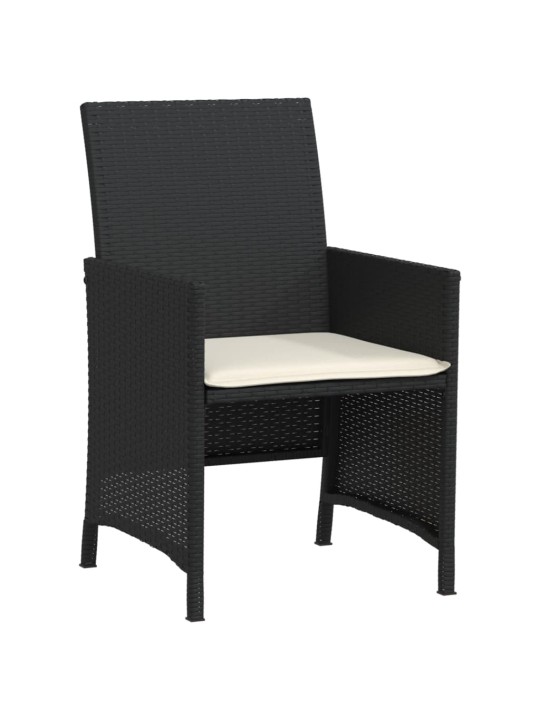 3dílný bistro set s poduškami černý polyratan