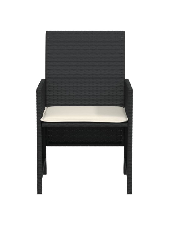 3dílný bistro set s poduškami černý polyratan