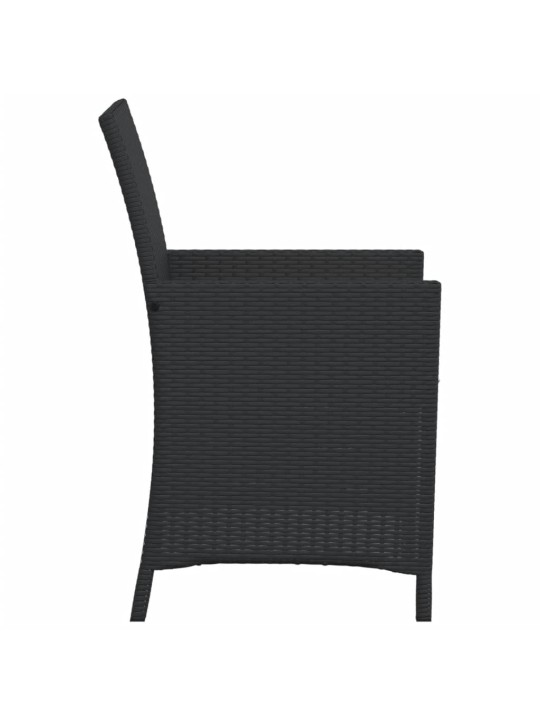 3dílný bistro set s poduškami černý polyratan