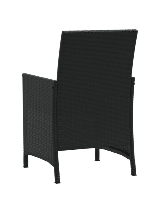 3dílný bistro set s poduškami černý polyratan