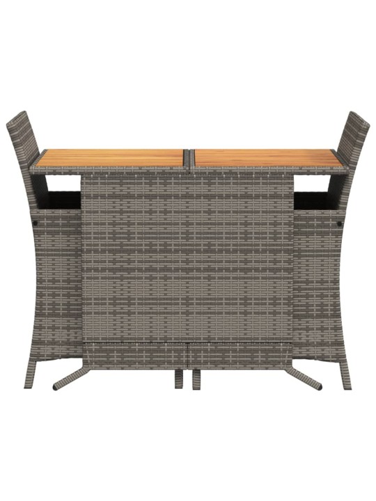 3dílný bistro set s poduškami šedý polyratan