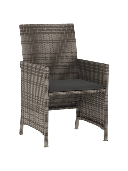 3dílný bistro set s poduškami šedý polyratan