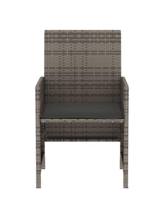 3dílný bistro set s poduškami šedý polyratan