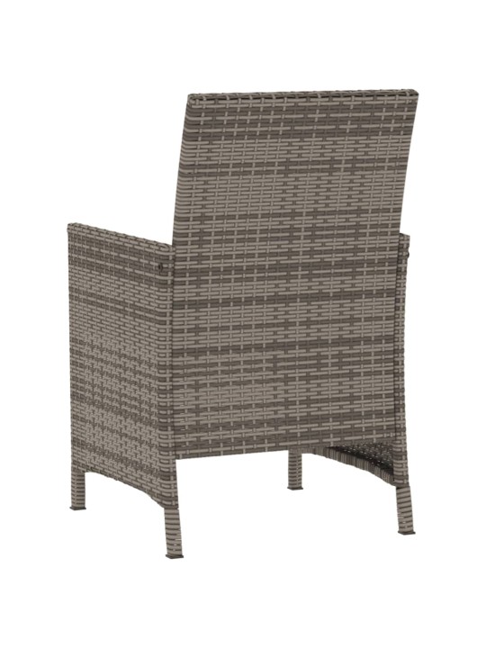 3dílný bistro set s poduškami šedý polyratan