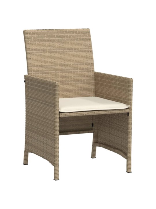 3dílný bistro set s poduškami béžový polyratan