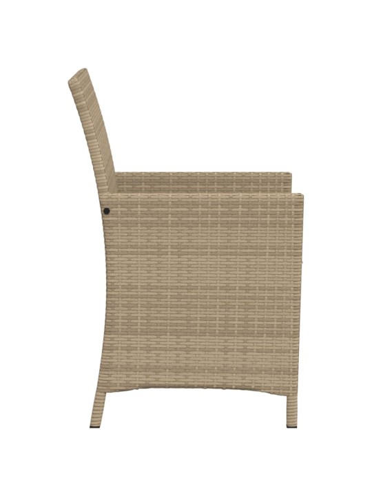 3dílný bistro set s poduškami béžový polyratan