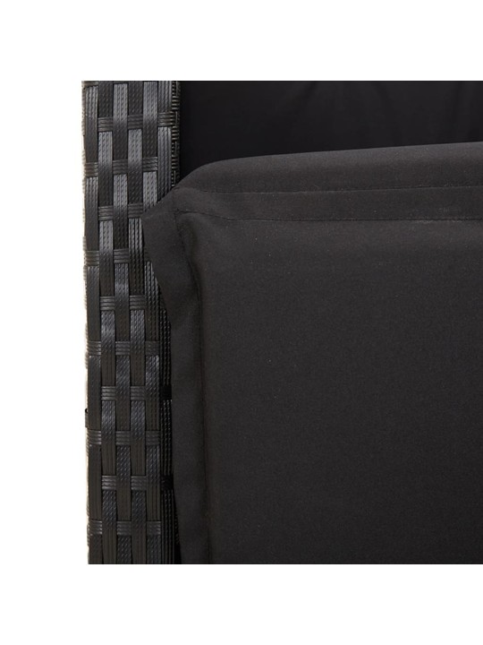 Polohovací zahradní křeslo s podnožkou černé polyratan