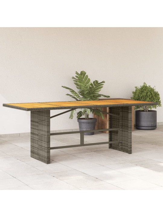 Zahradní stůl s akáciovou deskou šedý 190x80x74 cm polyratan