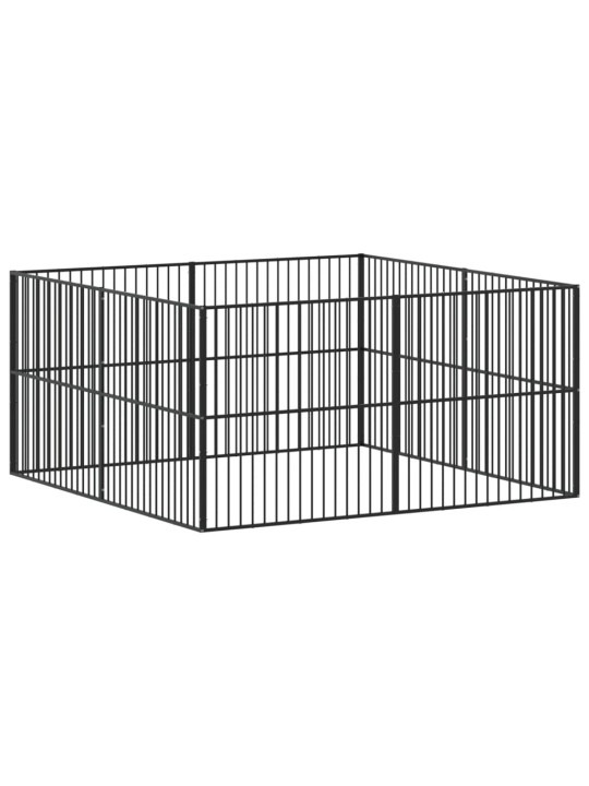 Ohrádka pro psy 8 panelů černá pozinkovaná ocel