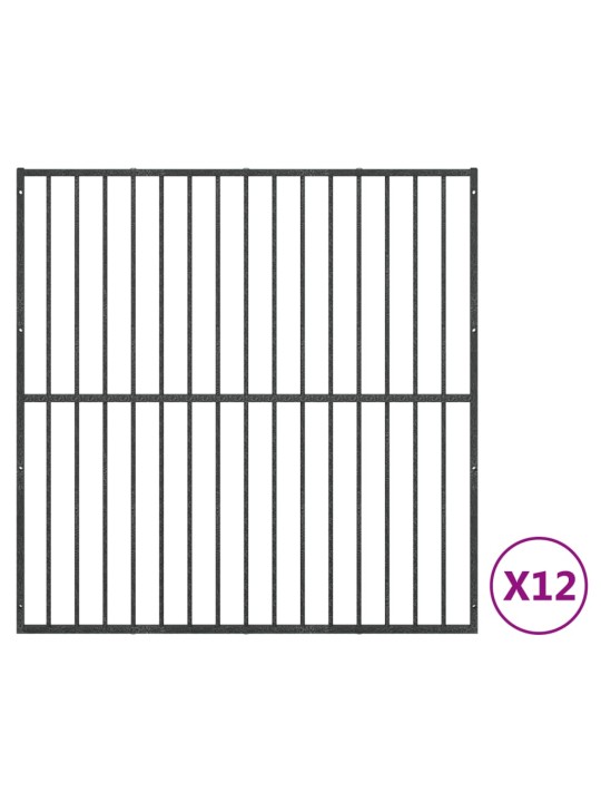 Ohrádka pro psy 12 panelů černá pozinkovaná ocel