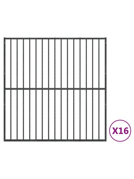 Ohrádka pro psy 16 panelů černá pozinkovaná ocel