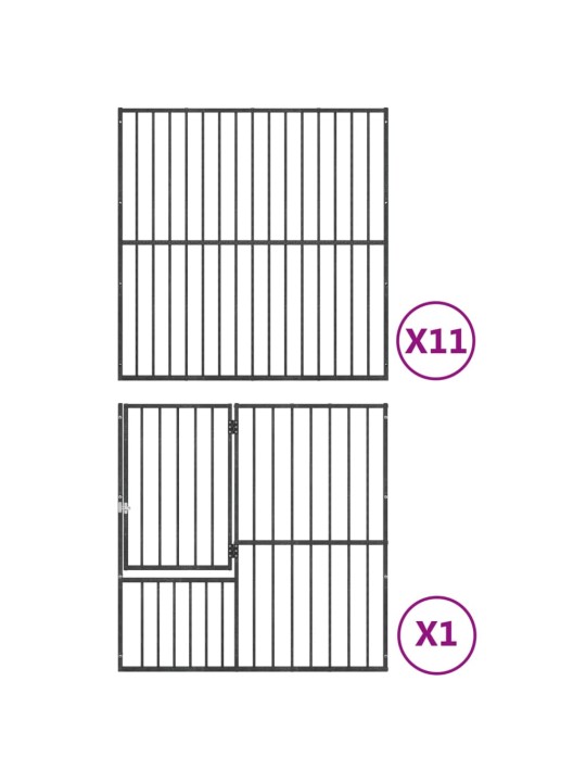 Ohrádka pro psy 12 panelů černá pozinkovaná ocel