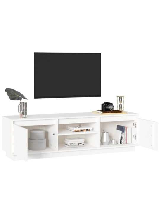 TV skříňka bílá 140 x 35 x 40 cm masivní borové dřevo