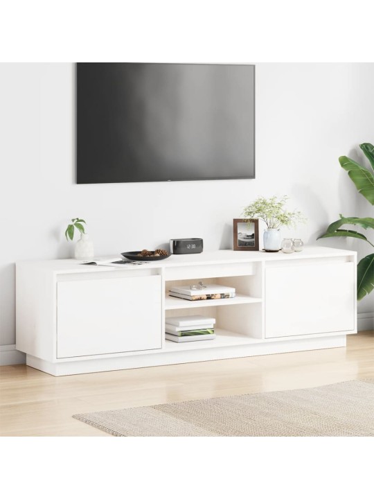 TV skříňka bílá 140 x 35 x 40 cm masivní borové dřevo