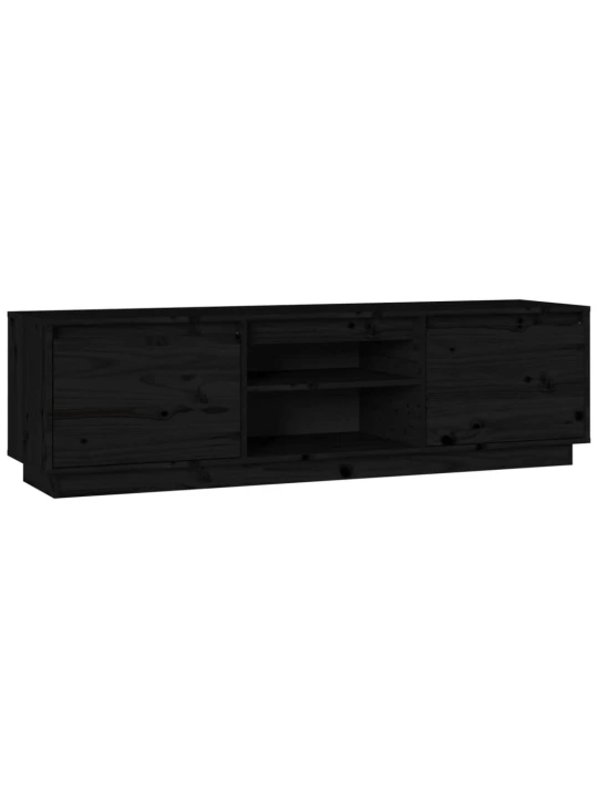 TV skříňka černá 140 x 35 x 40 cm masivní borové dřevo