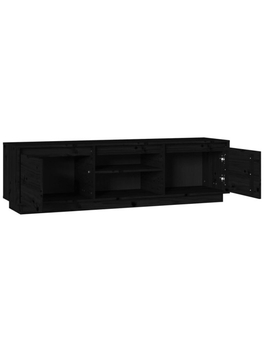 TV skříňka černá 140 x 35 x 40 cm masivní borové dřevo