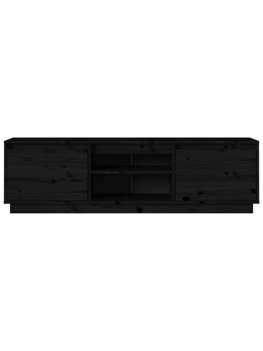 TV skříňka černá 140 x 35 x 40 cm masivní borové dřevo