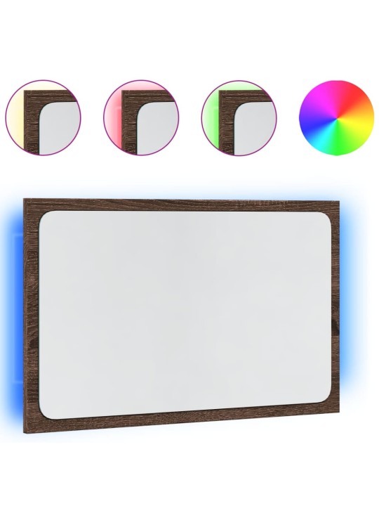 Koupelnové zrcadlo s LED hnědý dub 60 x 8,5 x 38 cm kompozit