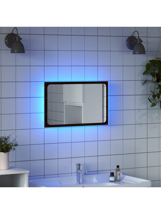 Koupelnové zrcadlo s LED hnědý dub 60 x 8,5 x 38 cm kompozit