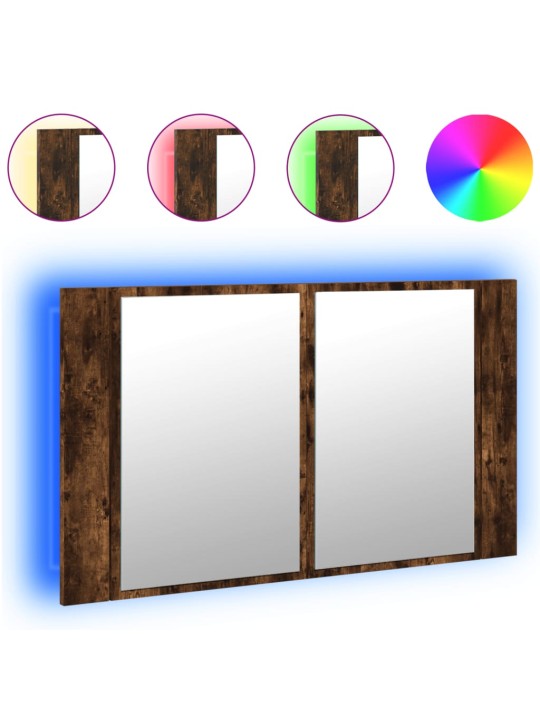 LED koupelnová skříňka se zrcadlem kouřový dub 80x12x45cm akryl