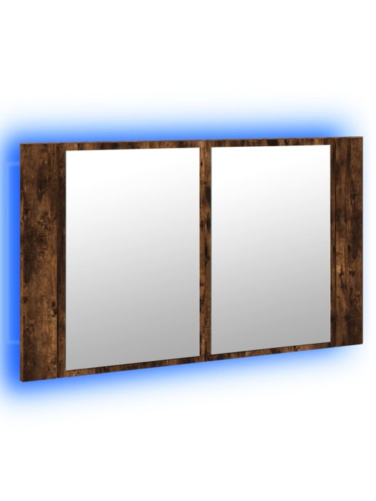LED koupelnová skříňka se zrcadlem kouřový dub 80x12x45cm akryl