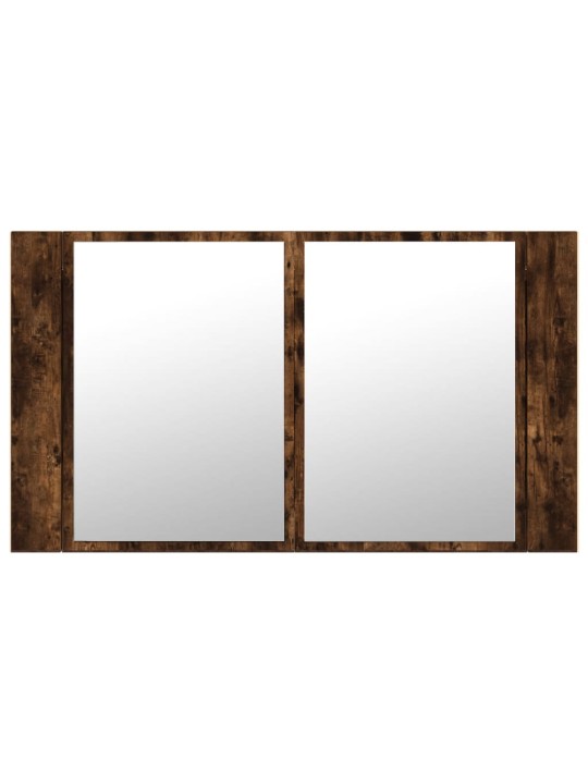 LED koupelnová skříňka se zrcadlem kouřový dub 80x12x45cm akryl