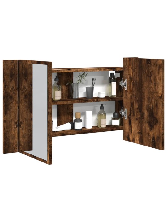 LED koupelnová skříňka se zrcadlem kouřový dub 80x12x45cm akryl