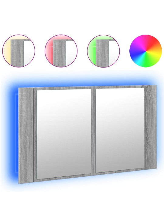 LED koupelnová skříňka se zrcadlem šedá sonoma 80x12x45cm akryl