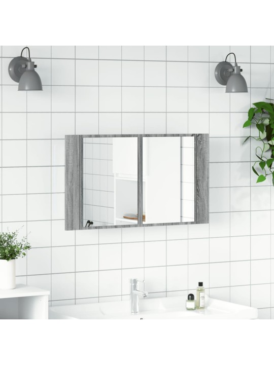 LED koupelnová skříňka se zrcadlem šedá sonoma 80x12x45cm akryl