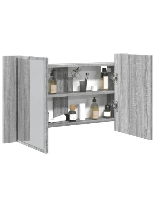 LED koupelnová skříňka se zrcadlem šedá sonoma 80x12x45cm akryl