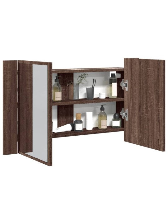 LED koupelnová skříňka se zrcadlem hnědý dub 80x12x45 cm akryl