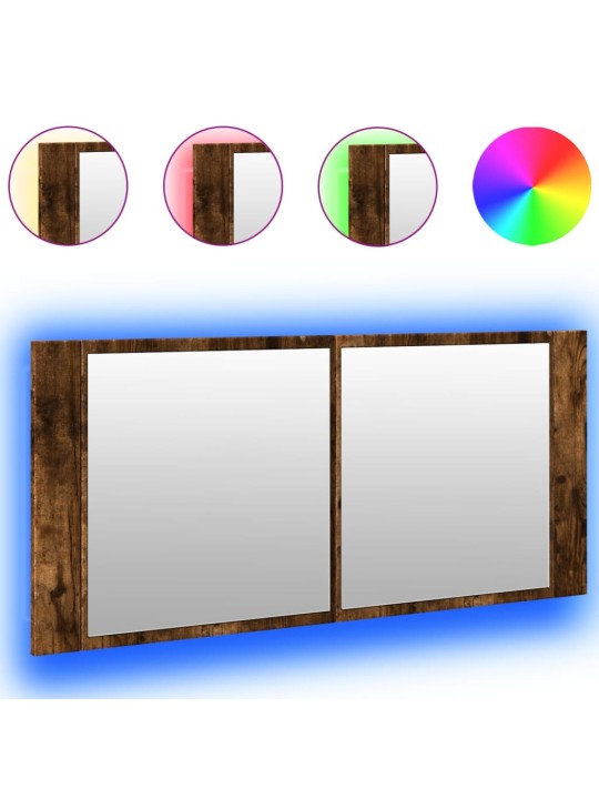 LED koupelnová skříňka se zrcadlem kouřový dub 100 x 12 x 45 cm