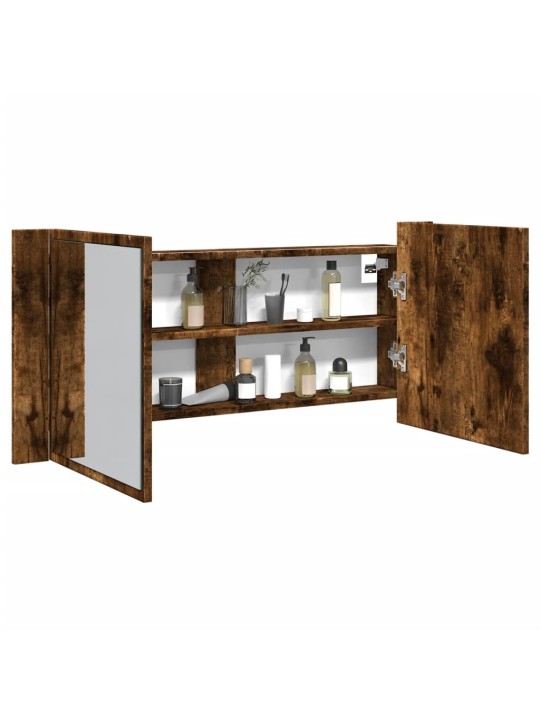 LED koupelnová skříňka se zrcadlem kouřový dub 100 x 12 x 45 cm