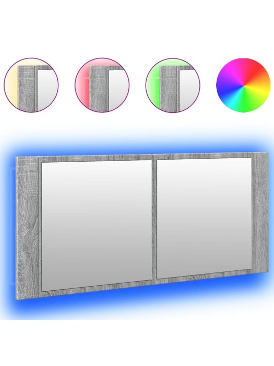 LED koupelnová skříňka se zrcadlem šedá sonoma 100 x 12 x 45 cm