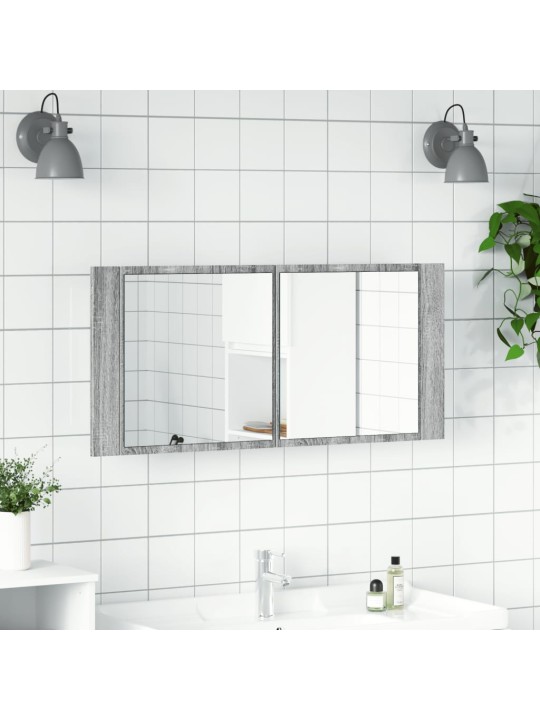 LED koupelnová skříňka se zrcadlem šedá sonoma 100 x 12 x 45 cm