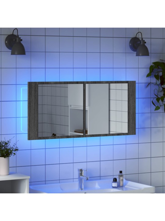 LED koupelnová skříňka se zrcadlem šedá sonoma 100 x 12 x 45 cm