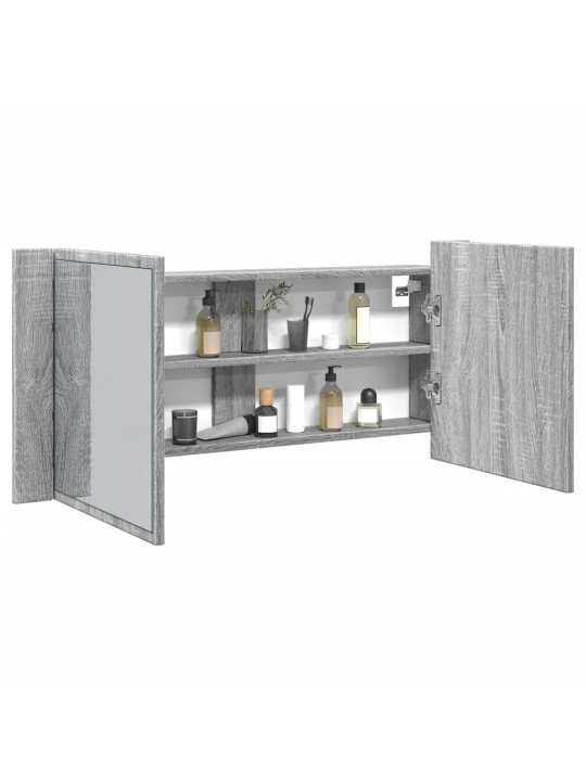 LED koupelnová skříňka se zrcadlem šedá sonoma 100 x 12 x 45 cm
