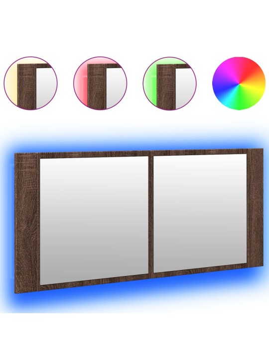 LED koupelnová skříňka se zrcadlem hnědý dub 100 x 12 x 45 cm