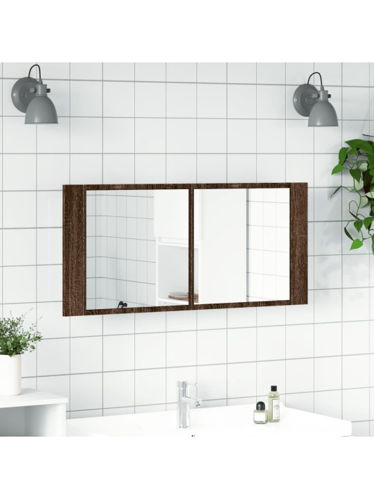 LED koupelnová skříňka se zrcadlem hnědý dub 100 x 12 x 45 cm