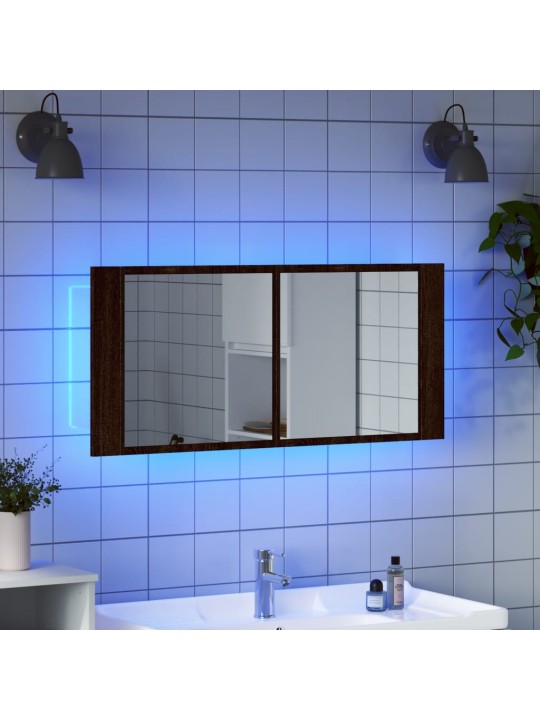 LED koupelnová skříňka se zrcadlem hnědý dub 100 x 12 x 45 cm
