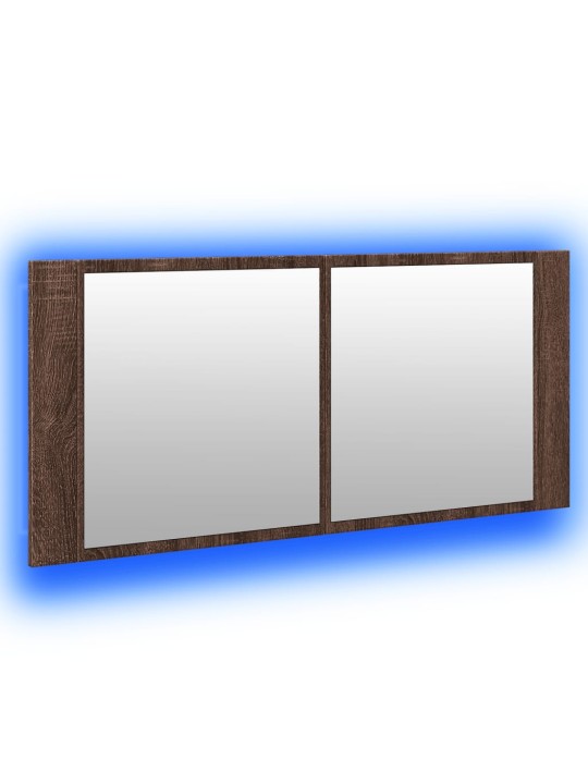 LED koupelnová skříňka se zrcadlem hnědý dub 100 x 12 x 45 cm