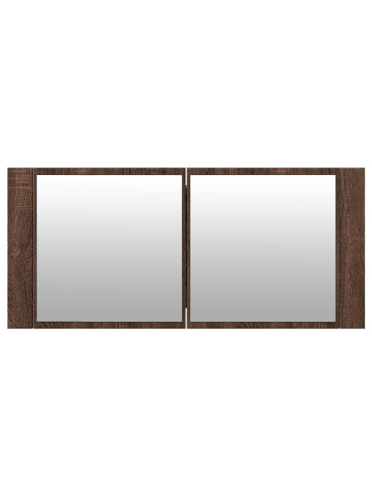 LED koupelnová skříňka se zrcadlem hnědý dub 100 x 12 x 45 cm