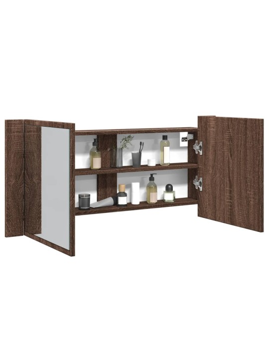 LED koupelnová skříňka se zrcadlem hnědý dub 100 x 12 x 45 cm