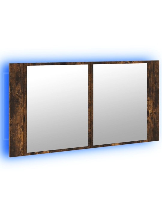 LED koupelnová skříňka se zrcadlem kouřový dub 90x12x45cm akryl