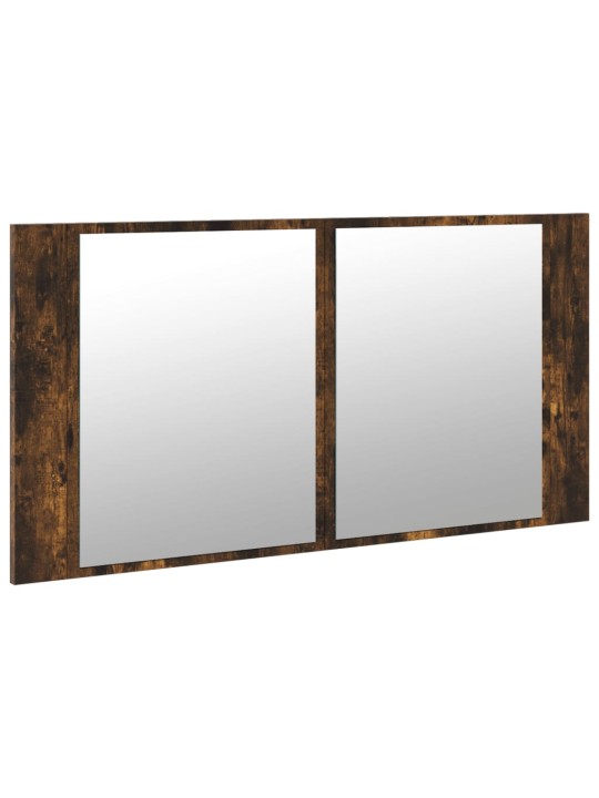 LED koupelnová skříňka se zrcadlem kouřový dub 90x12x45cm akryl